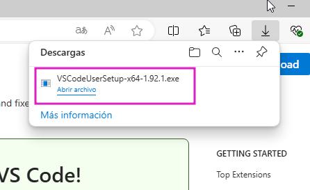 Descarga de VSCode